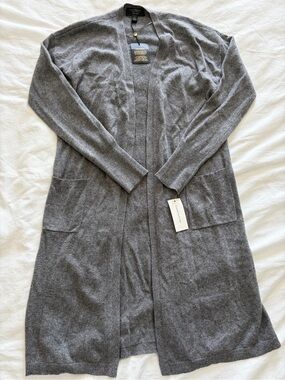 Charter Club 100% Cashmere Gray Duster Long Cardigan Small NWT